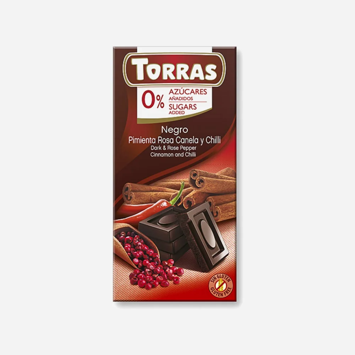 Hořká čokoláda s růžovým pepřem, skořicí a chilli