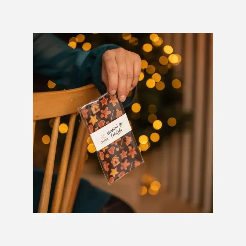 Hořká čokoláda s vánočním potiskem - expirace