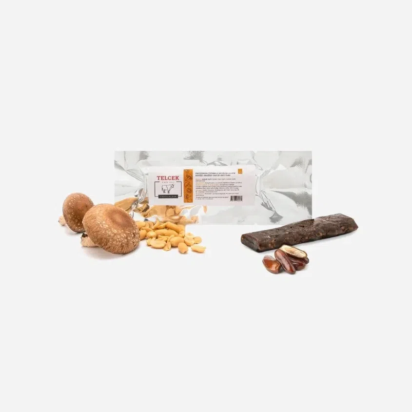 Hovězí proteinová tyčinka s arašídy, datlemi a shii-take