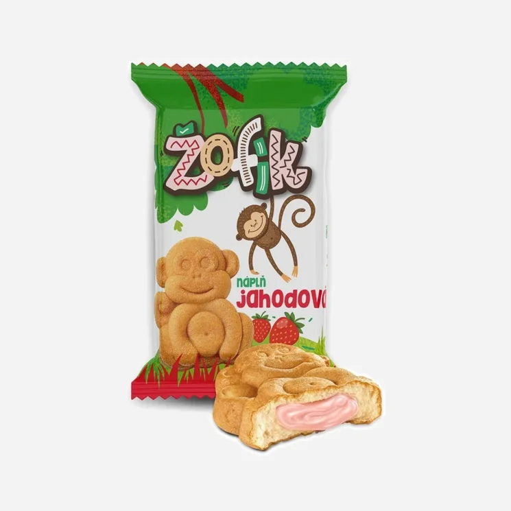 Jemné pečivo s jahodovou náplní