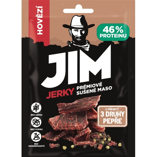 Jim Jerky Hovězí 3 druhy pepře