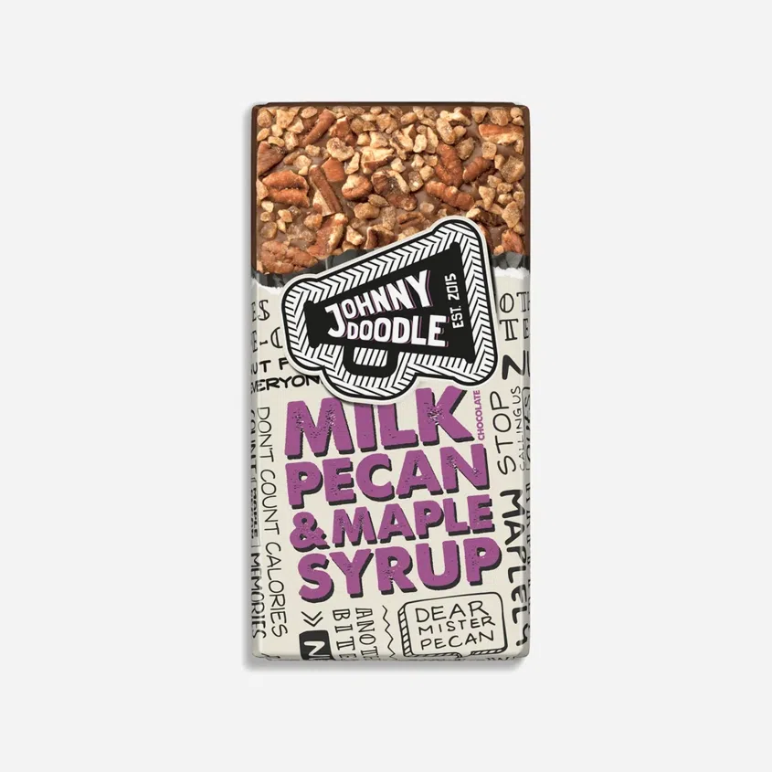 Johny Doodle Mléčná čokoláda, pekanové ořechy a javorový sirup