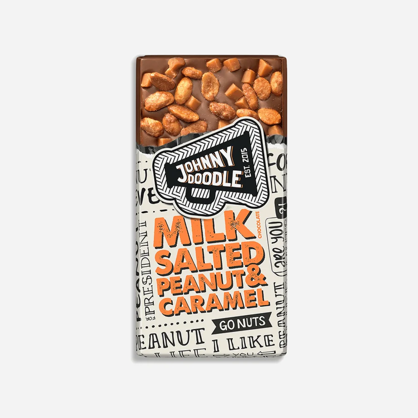 Johny Doodle Mléčná čokoláda, slané arašídy a karamel