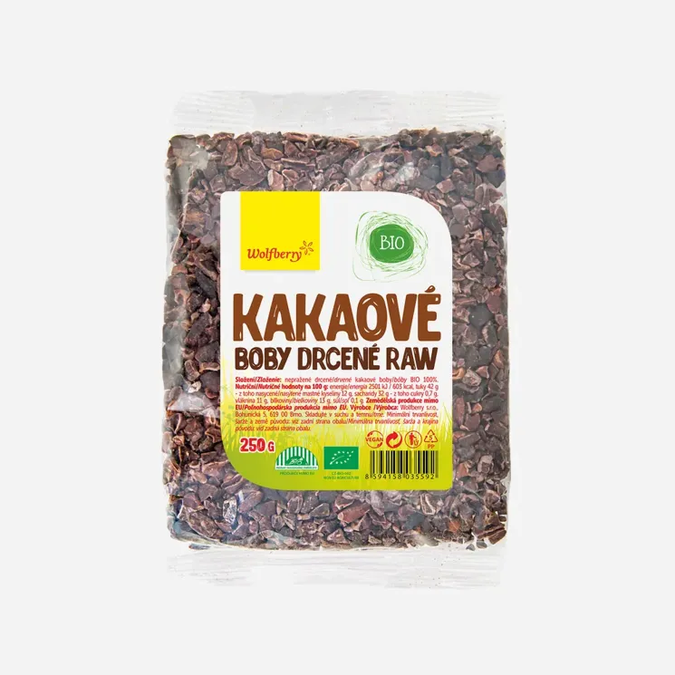 Kakaové boby (Nibsy) drcené BIO 6 x 250 g