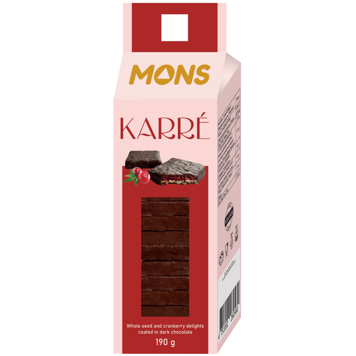 Karré Superfood - čtverečky ze semínek a brusinek v hořké čokoládě