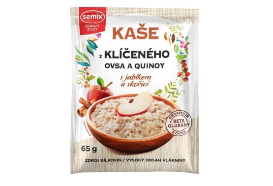 Kaša z klíčeného ovsa a quinoa s jablkom a škoricou bez lepku