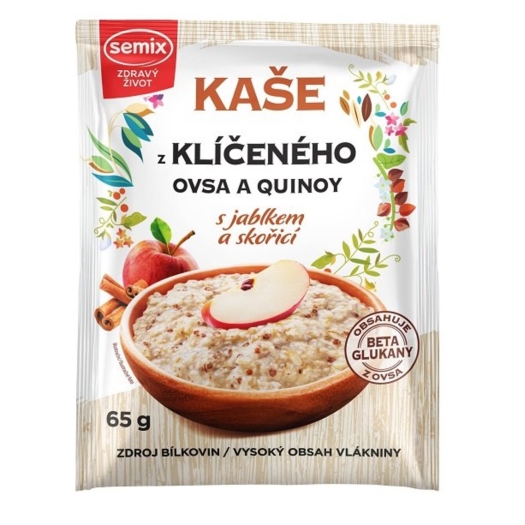 Kaše z klíčeného ovsa a quinoy s jablkem a skořicí bez lepku