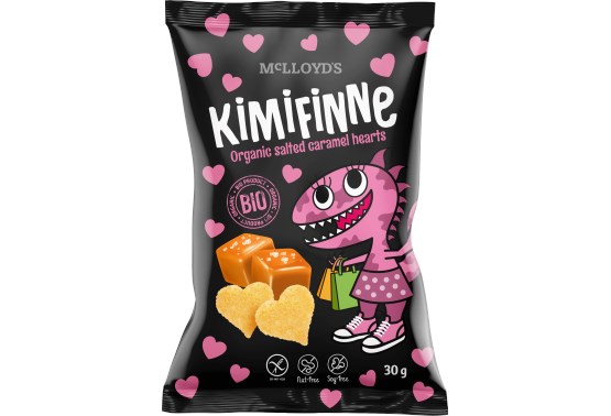 Kimifinne Snack srdíčka slaný karamel BIO