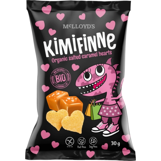 Kimifinne Snack srdíčka slaný karamel BIO