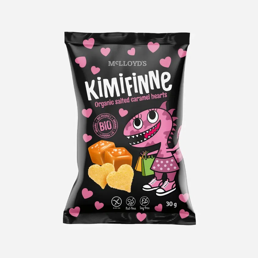 Kimifinne Snack srdíčka slaný karamel BIO