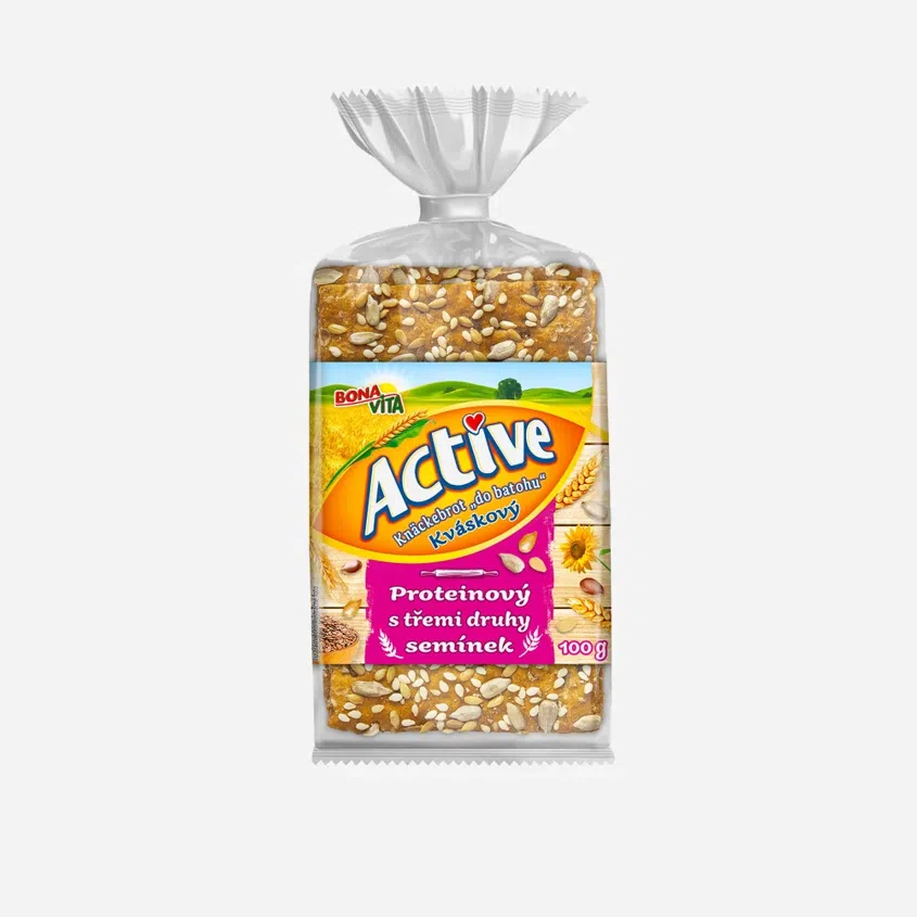 Knäckebrot "do batohu" kváskový proteinový s třemi druhy semínek