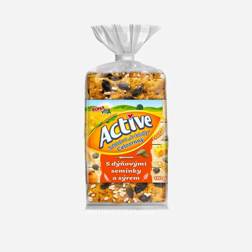 Knäckebrot "do kabelky" celozrnný s dýňovými semínky a sýrem