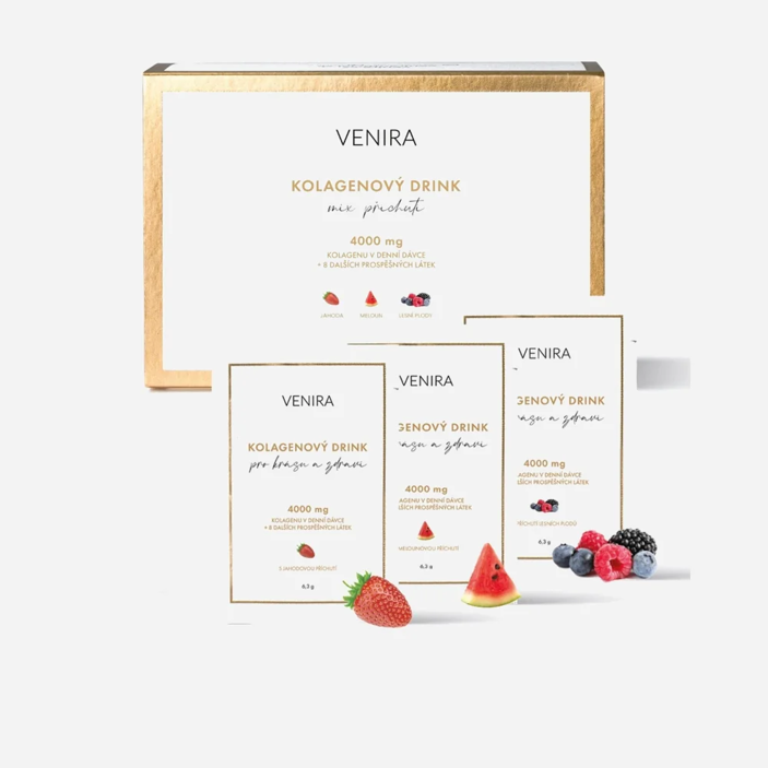 Kolagenový drink mix příchutí 30 x 6,3 g (jahoda, meloun, lesní plody)