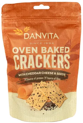 Křehké pšeničné krekry se sýrem čedar a semínky