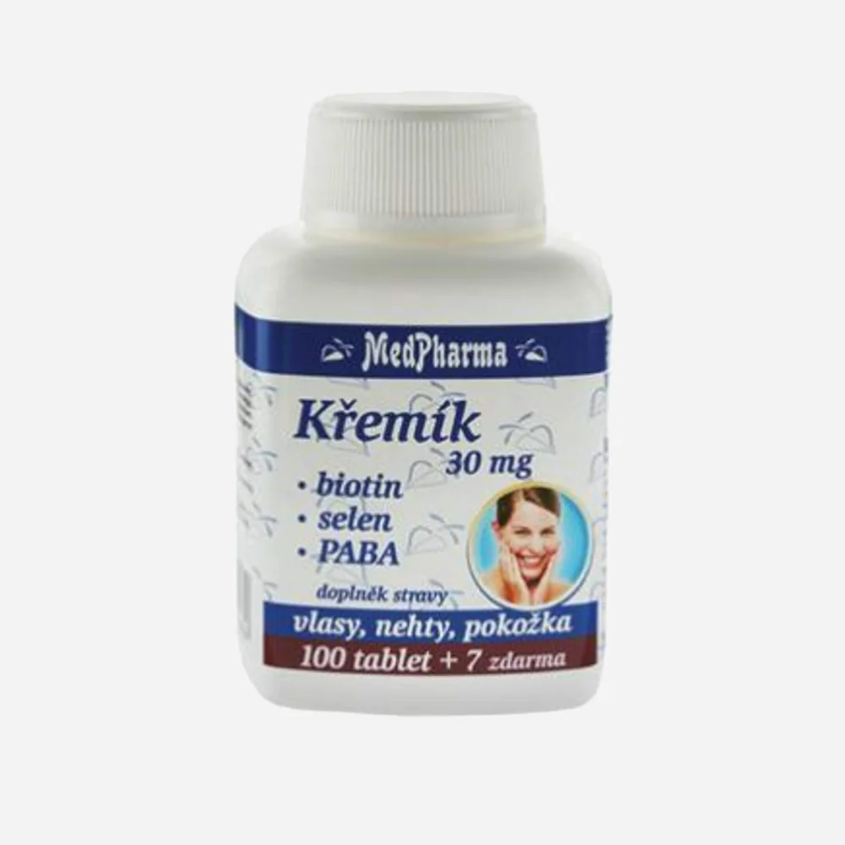 Křemík 30 mg + biotin, selen, PABA