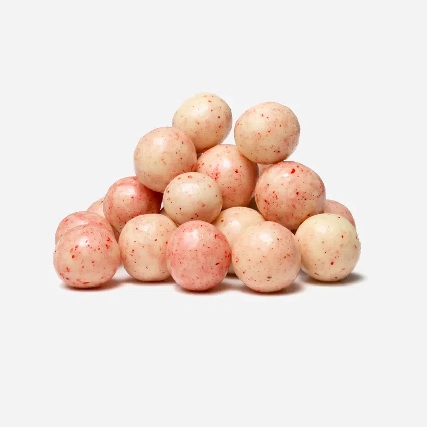 Křupavé kuličky s jogurtovou příchutí a malinami