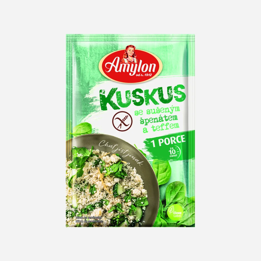 Kuskus se sušeným špenátem a teffem