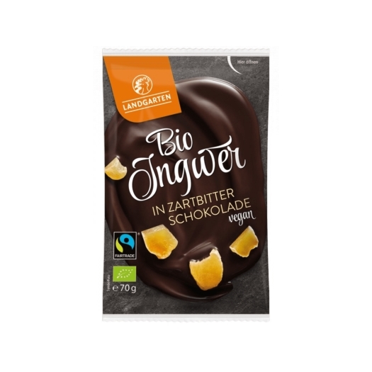 Landgarten Bio zázvor v hořké čokoládě 50g expirace