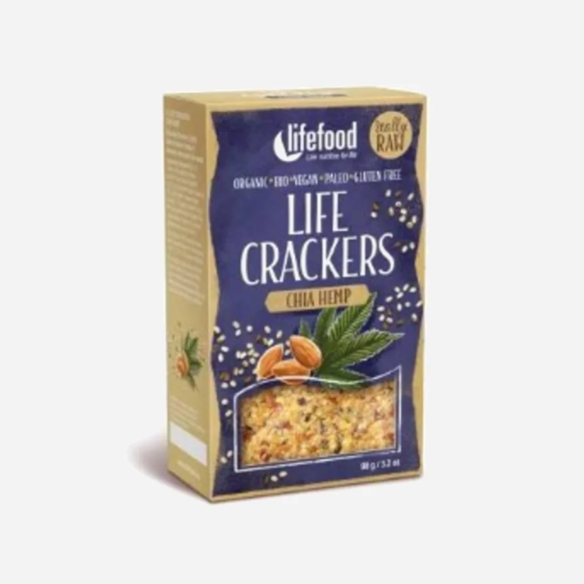 LIFE CRACKERS Konopné s chia RAW BIO 90 g 1085