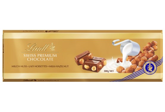 Lindt Švýcarská Mléčná čokoláda s lískovými oříšky 300g