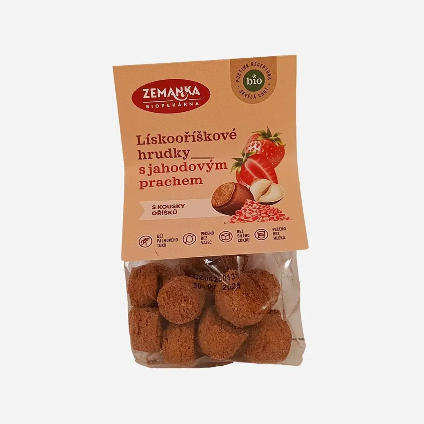 Lískooříškové hrudky s jahodovým prachem BIO