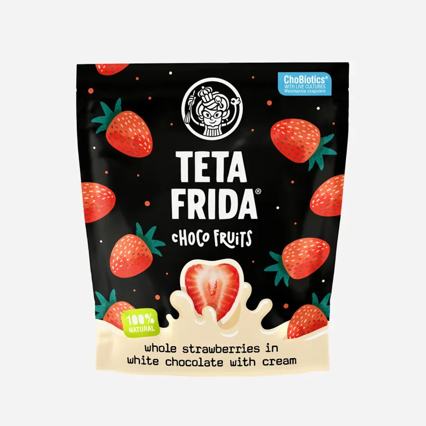 Lyofilizované jahody v bílé čokoládě