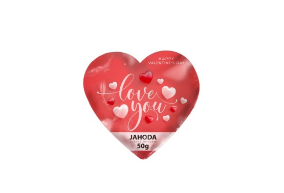 Lyofilizované jahody - velké červené srdíčko Valentýn