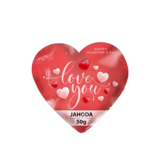 Lyofilizované jahody - velké červené srdíčko Valentýn