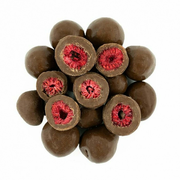 Lyofilizované maliny v mléčné čokoládě