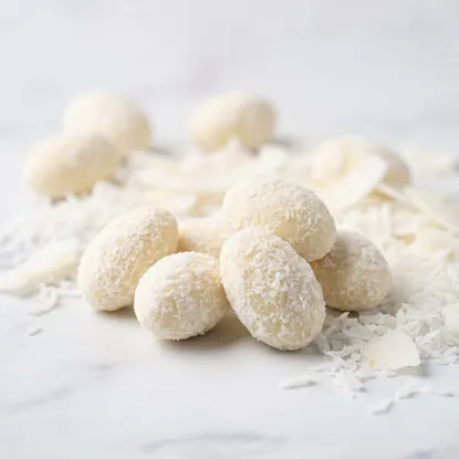 Mandle v bílé čokoládě s kokosem