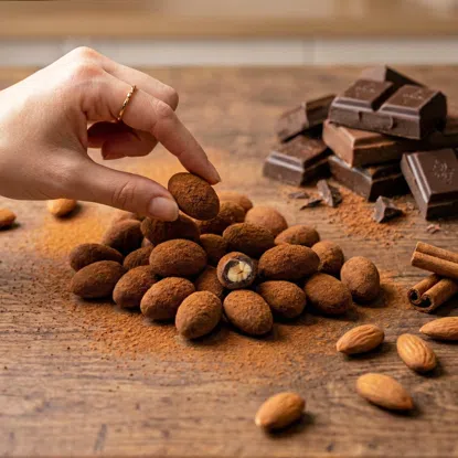 Mandle v mléčné čokoládě obalené skořicí