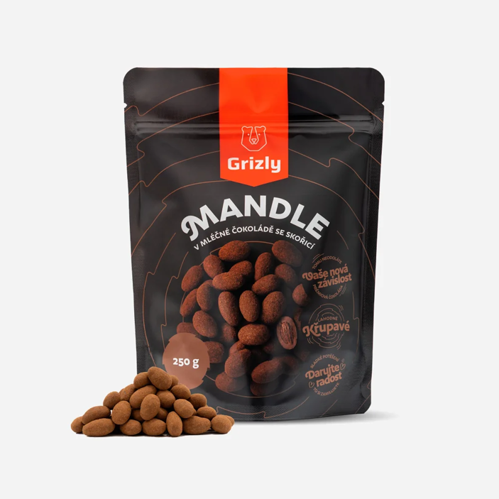Mandle v mléčné čokoládě obalené skořicí