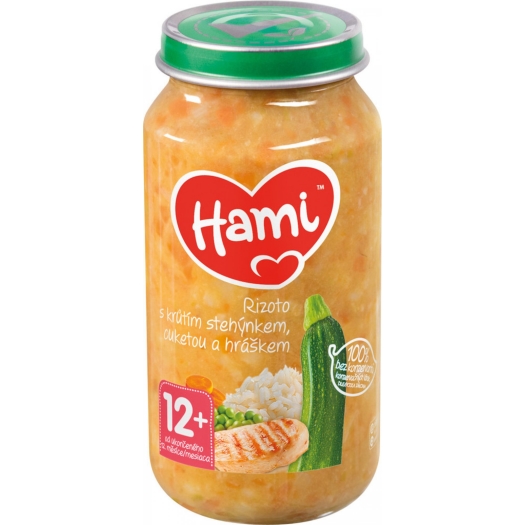 Masozeleninový příkrm Rizoto s krůtím stehýnkem, cuketou a hráškem