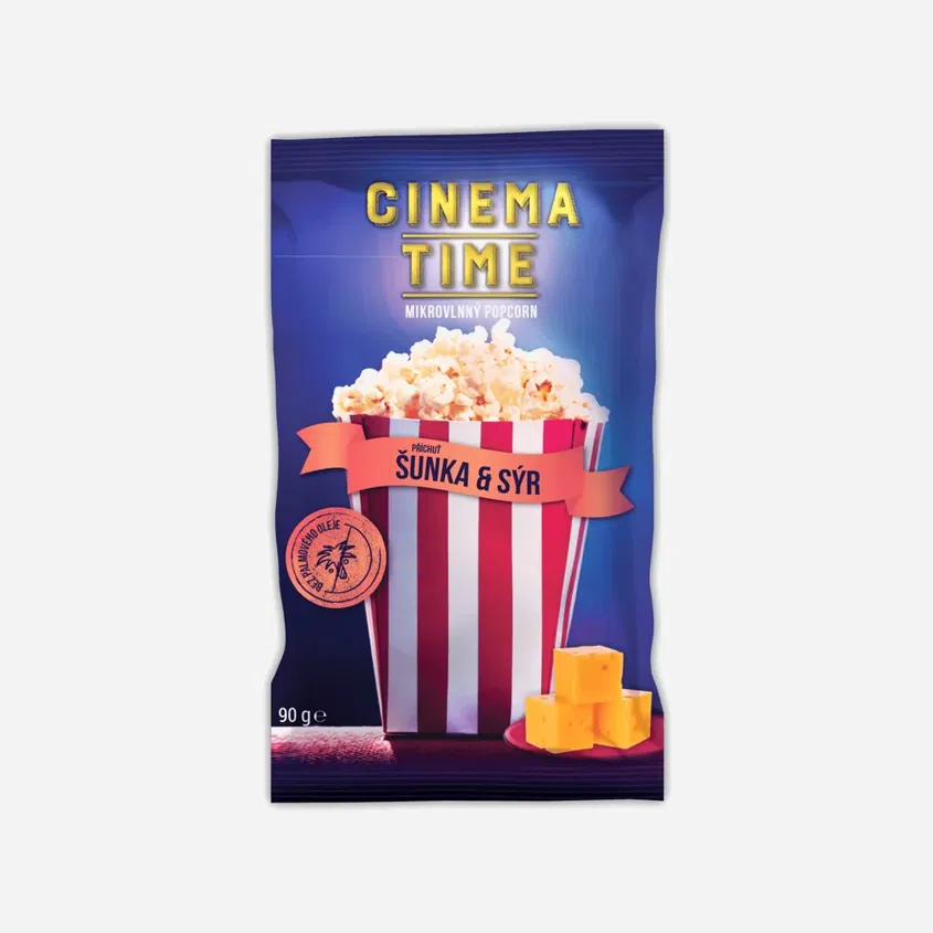 Mikrovlnný popcorn šunka a sýr