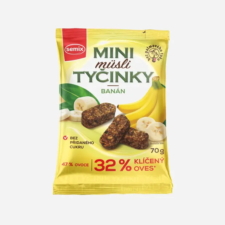 Mini müsli tyčinky s banány bez lepku 12 x 70 g