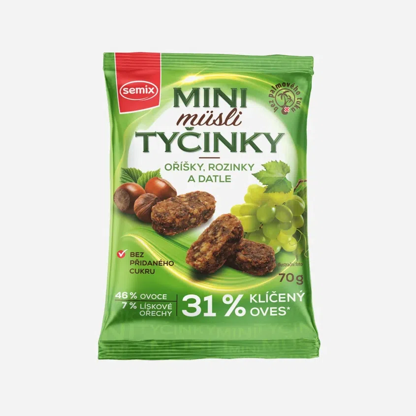 Mini müsli tyčinky s oříšky bez lepku