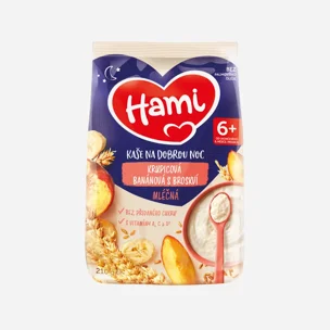 Mléčná kaše krupicová banánová s broskví