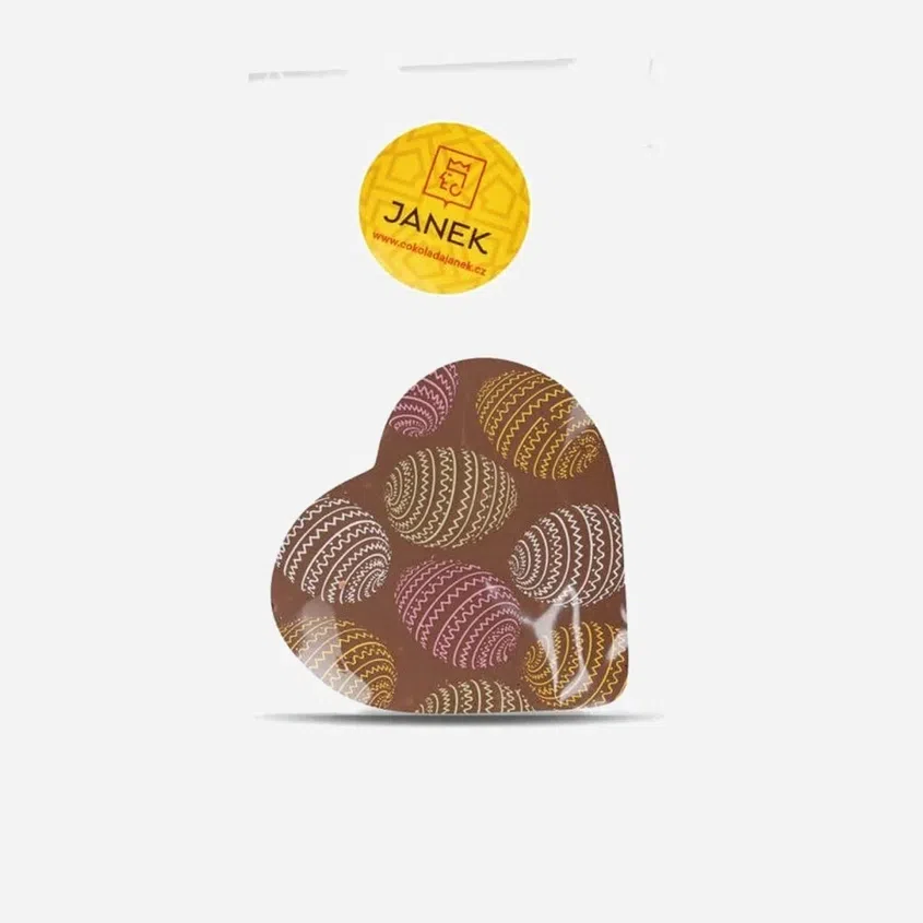 Mléčné čokoládové srdíčko s velikonočním potiskem