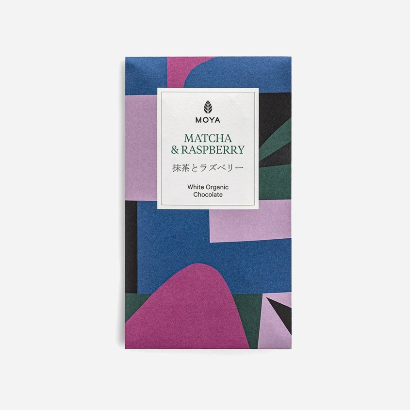 MOYA La Naya Bio bílá čokoláda s příchutí Matcha a malin 80g