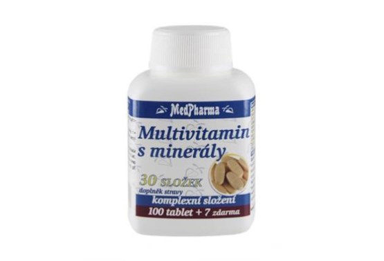 Multivitamín s minerálmi, 30 zložiek 107 tabliet