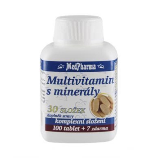 Multivitamin s minerály, 30 složek 107 tablet