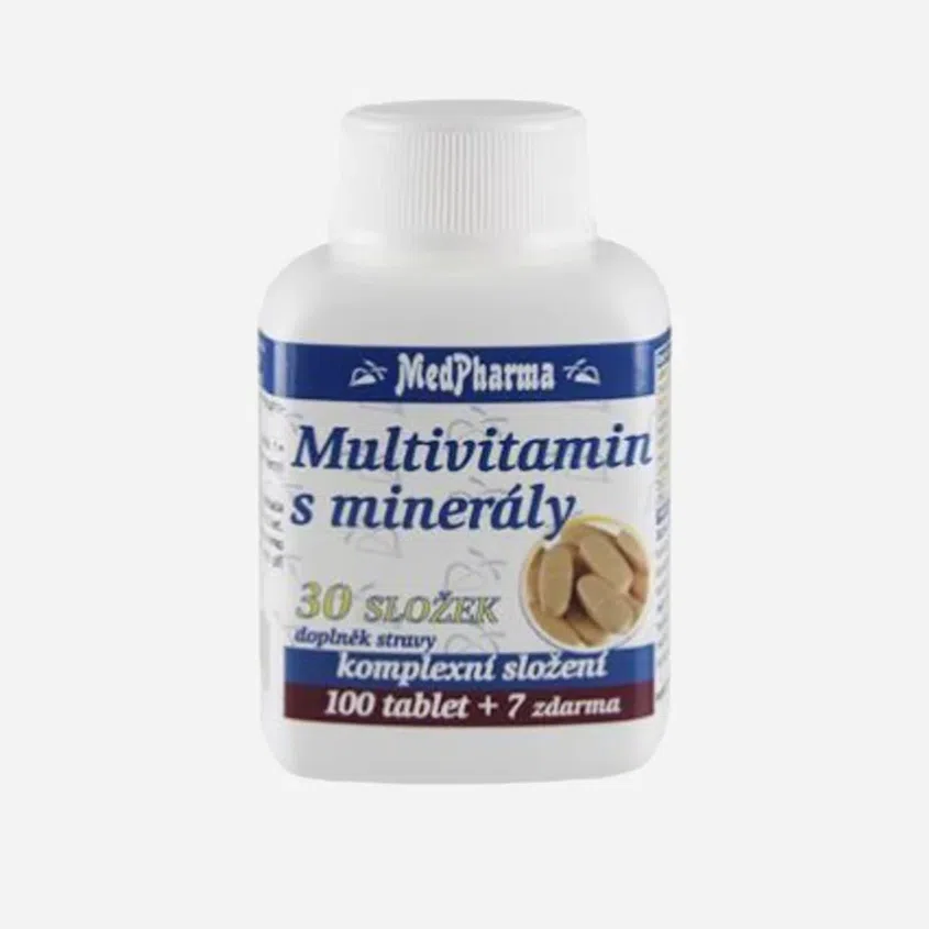 Multivitamin s minerály, 30 složek 107 tablet