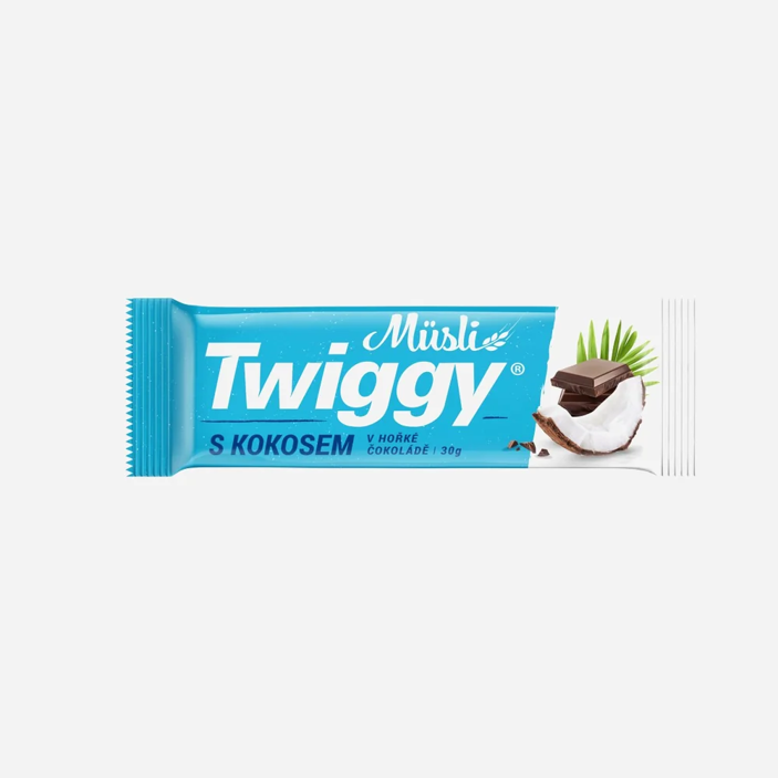 Müsli ovocná s kokosem polomáčená v kakaové polevě
