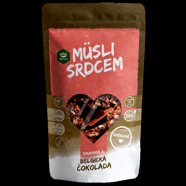 Müsli srdcem belgická čokoláda a brusinky