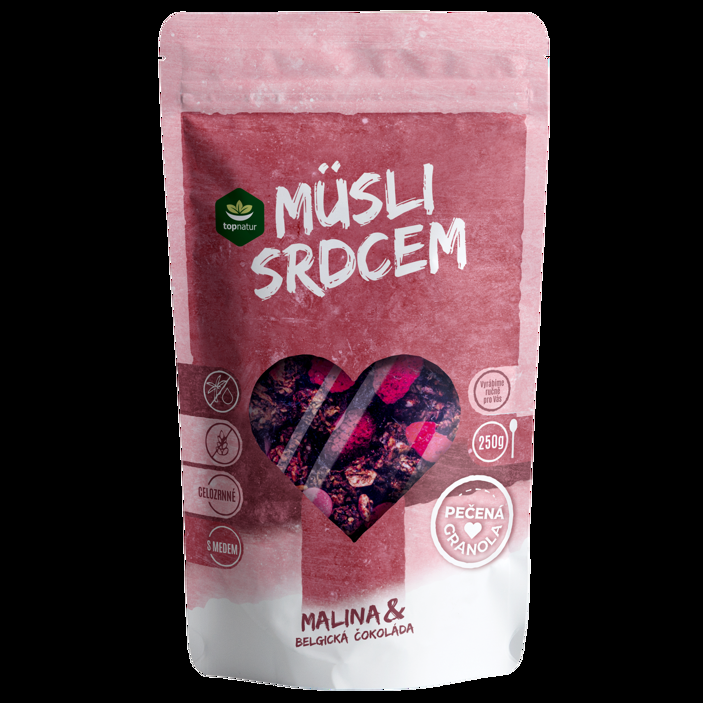 Müsli srdcem malina a čokoláda