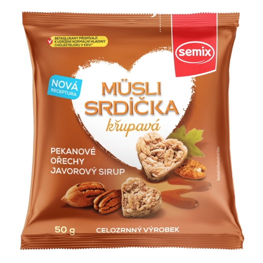 Müsli srdíčka s pekanovými ořechy a javorovým sirupem