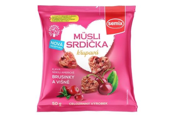 Müsli srdiečka s kľukvou a višňami