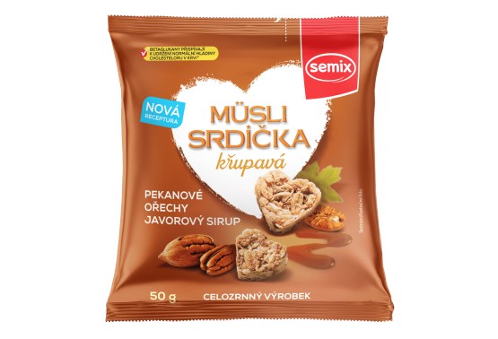 Müsli srdiečka s pekanovými orechmi a javorovým sirupom