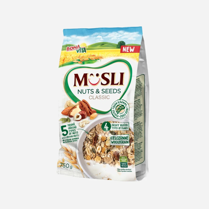 Müsli sypané orechy a semienka