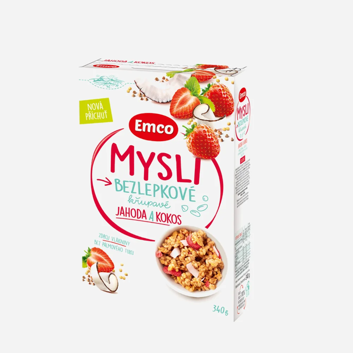 Mysli bezlepkové jahoda a kokos